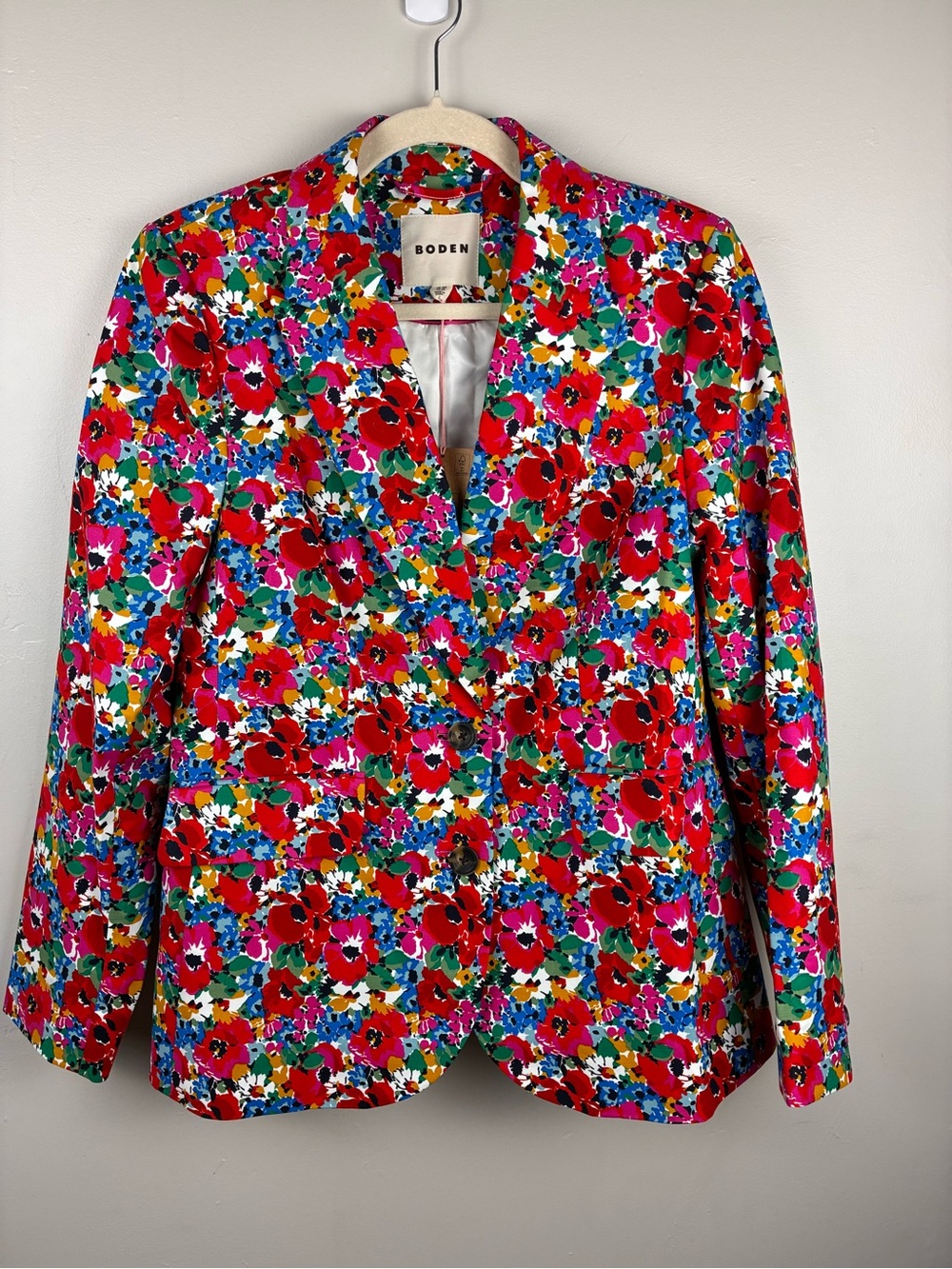 NWT Boden Marylebone Cotton Sateen Blazer Floral Wild Poppy 8R US - Picture 2 of 9
